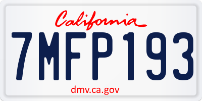 CA license plate 7MFP193