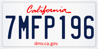 CA license plate 7MFP196