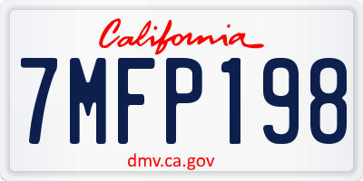 CA license plate 7MFP198