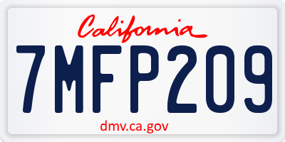 CA license plate 7MFP209