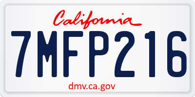 CA license plate 7MFP216