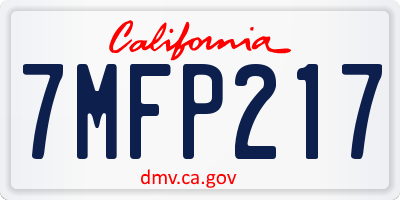 CA license plate 7MFP217