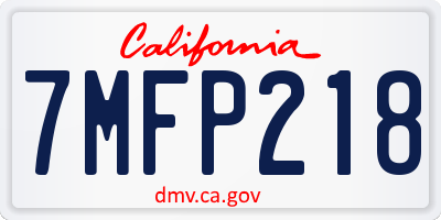 CA license plate 7MFP218