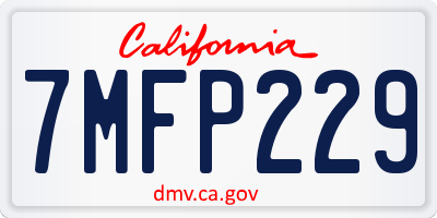 CA license plate 7MFP229
