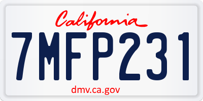 CA license plate 7MFP231