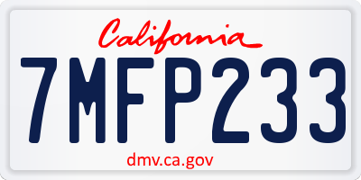 CA license plate 7MFP233
