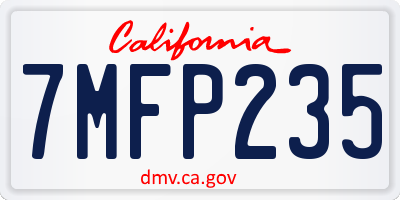CA license plate 7MFP235