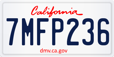 CA license plate 7MFP236