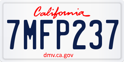 CA license plate 7MFP237