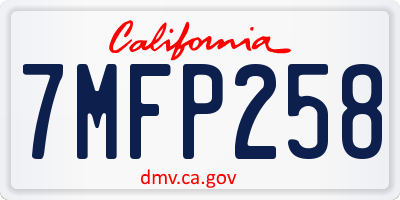 CA license plate 7MFP258