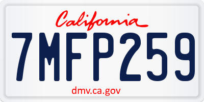 CA license plate 7MFP259