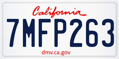 CA license plate 7MFP263
