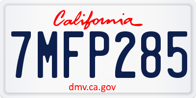 CA license plate 7MFP285