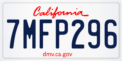 CA license plate 7MFP296