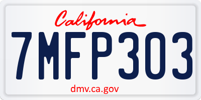 CA license plate 7MFP303