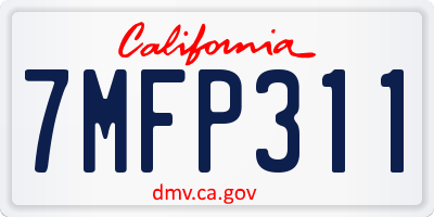 CA license plate 7MFP311