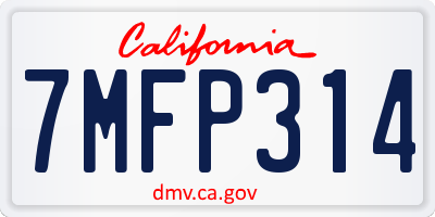 CA license plate 7MFP314