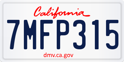 CA license plate 7MFP315