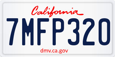 CA license plate 7MFP320