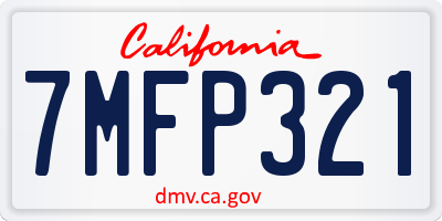 CA license plate 7MFP321