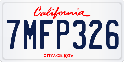 CA license plate 7MFP326