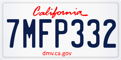 CA license plate 7MFP332