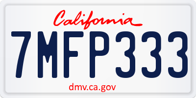 CA license plate 7MFP333