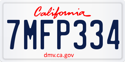 CA license plate 7MFP334
