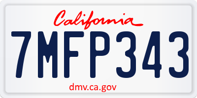 CA license plate 7MFP343