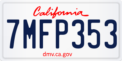 CA license plate 7MFP353