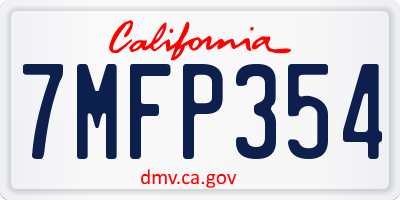 CA license plate 7MFP354