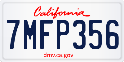 CA license plate 7MFP356