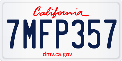 CA license plate 7MFP357
