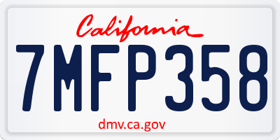 CA license plate 7MFP358