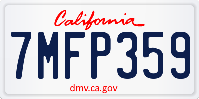 CA license plate 7MFP359