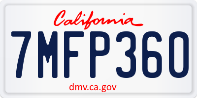 CA license plate 7MFP360