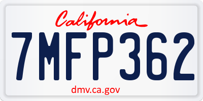 CA license plate 7MFP362