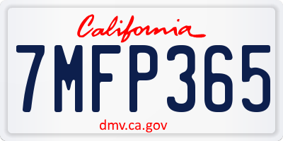 CA license plate 7MFP365