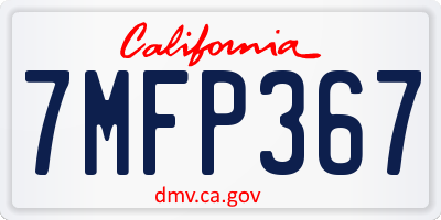 CA license plate 7MFP367