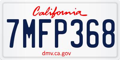 CA license plate 7MFP368