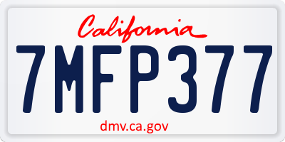 CA license plate 7MFP377