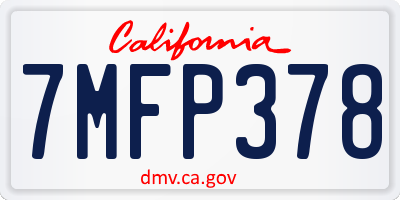 CA license plate 7MFP378