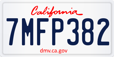 CA license plate 7MFP382