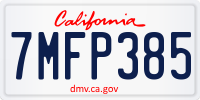 CA license plate 7MFP385