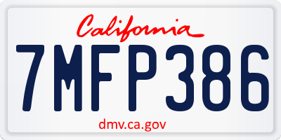 CA license plate 7MFP386
