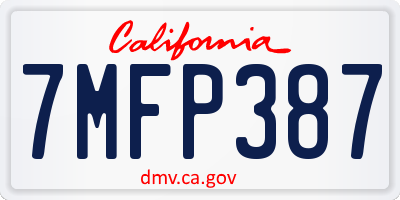 CA license plate 7MFP387