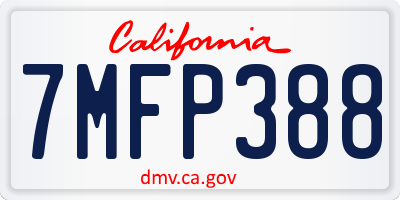 CA license plate 7MFP388