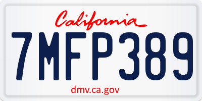 CA license plate 7MFP389