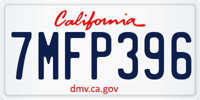 CA license plate 7MFP396