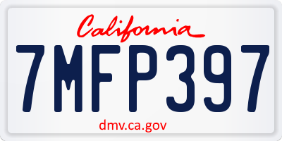 CA license plate 7MFP397